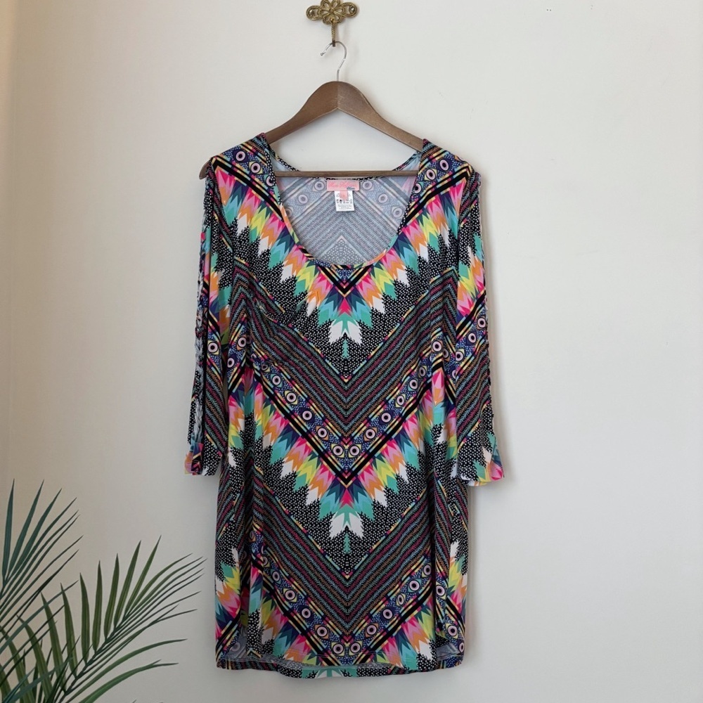 Mara Hoffman Swim Chevron Braided Sleeve Cover Up Dress Medium Maximalist